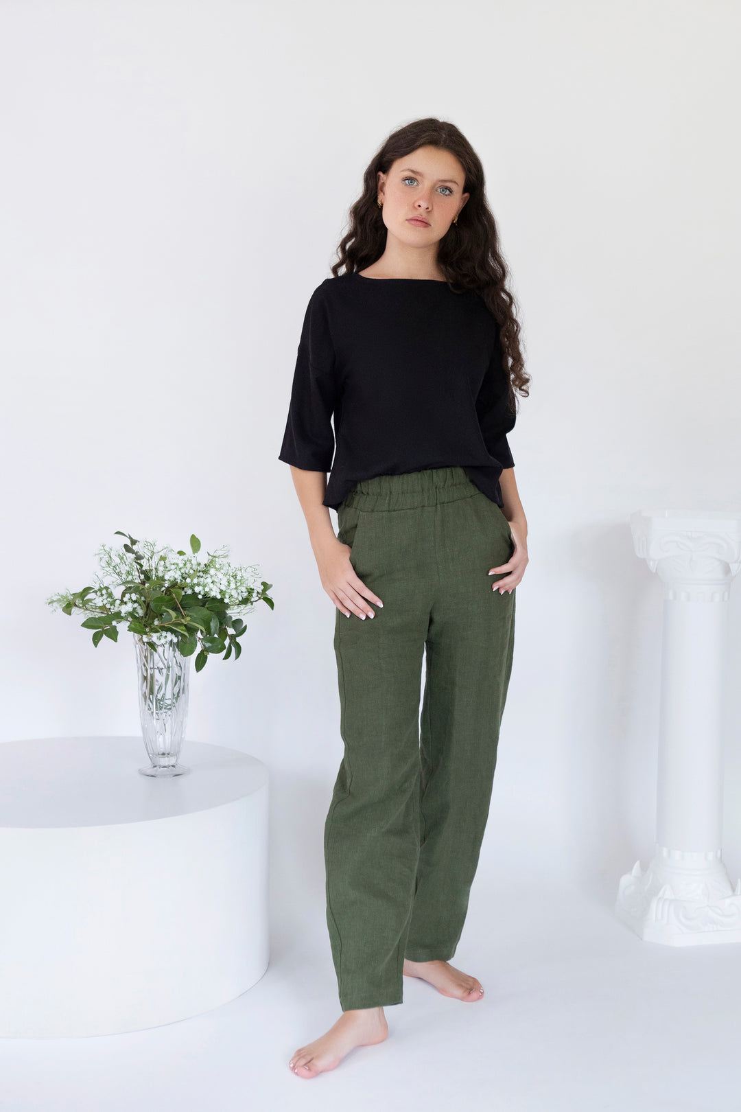 Raw Silk - 3/4 Sleeve Boxy Top, Short Length