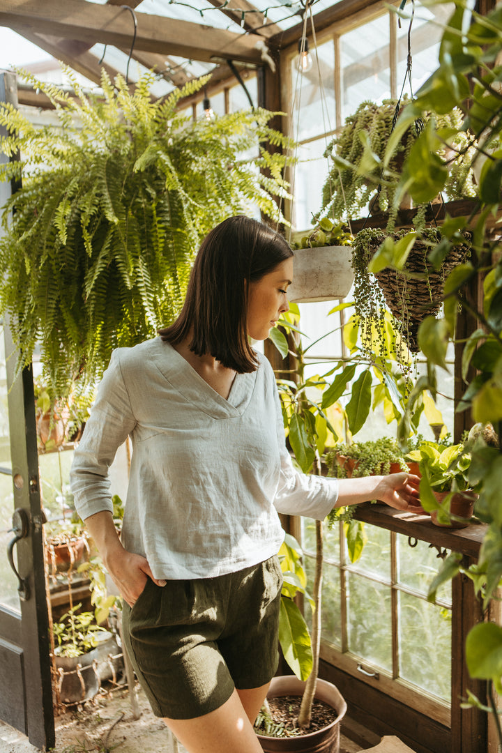Linen - Shorts, Pleated Front