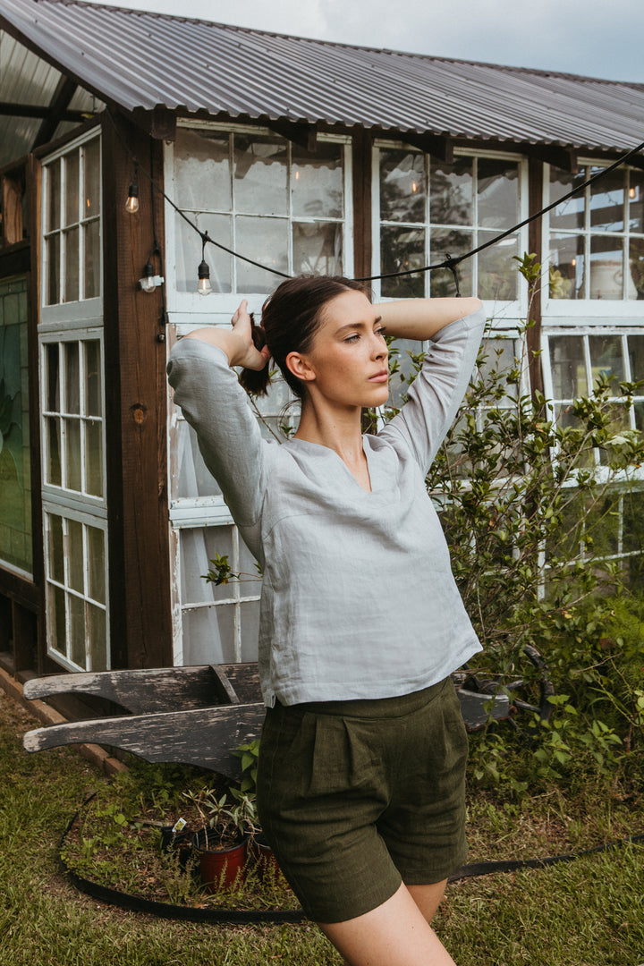Linen - Shorts, Pleated Front