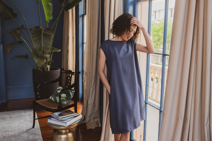 Raw Silk - Boxy Dress, Knee Length