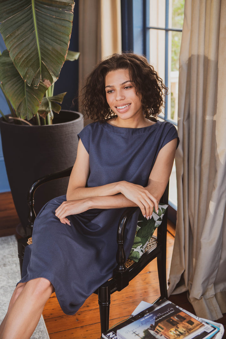 Raw Silk - Boxy Dress, Knee Length