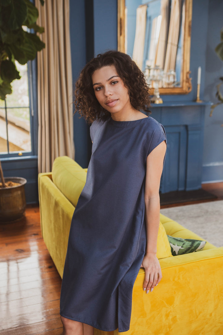 Raw Silk - Boxy Dress, Knee Length