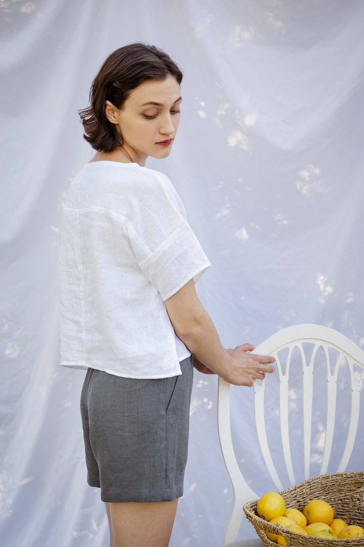 Linen - Shorts, Elastic Waist