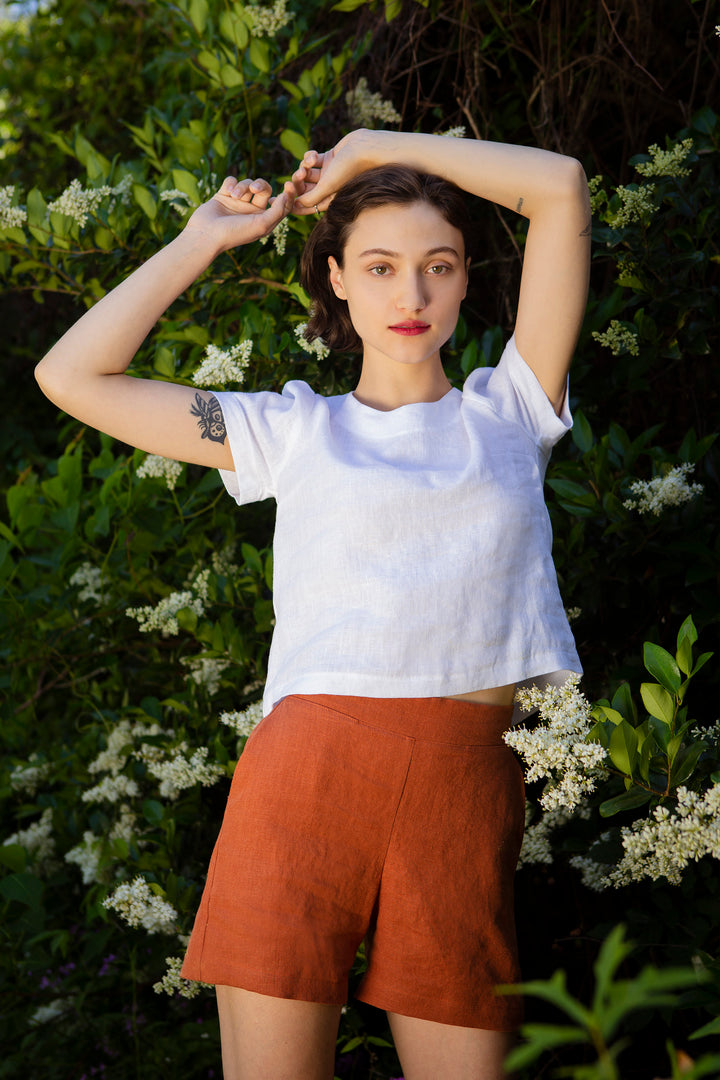 Linen - Shorts, Flat Front