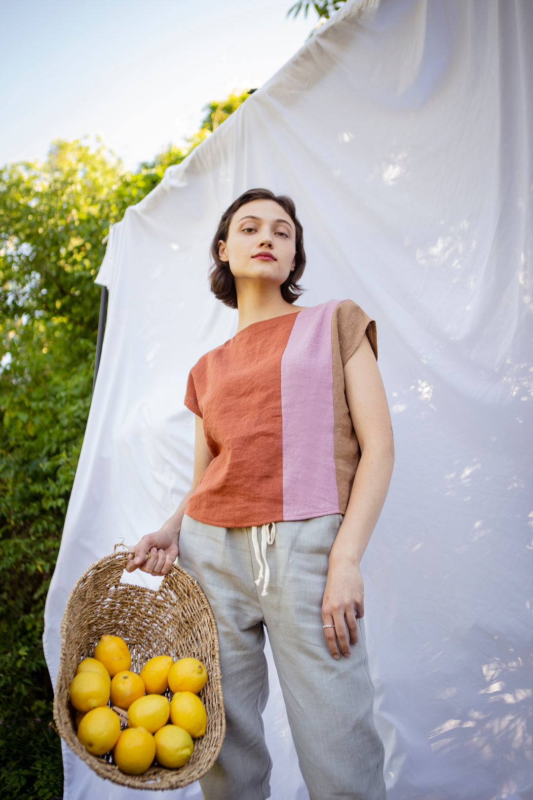 Linen - Jogger, Full Length, Elastic/Drawstring Waist