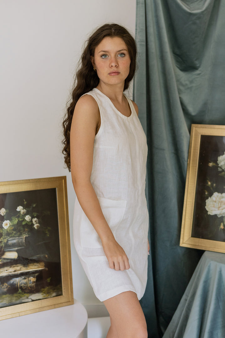 Linen - Shift Dress, Standard Length, Sleeveless