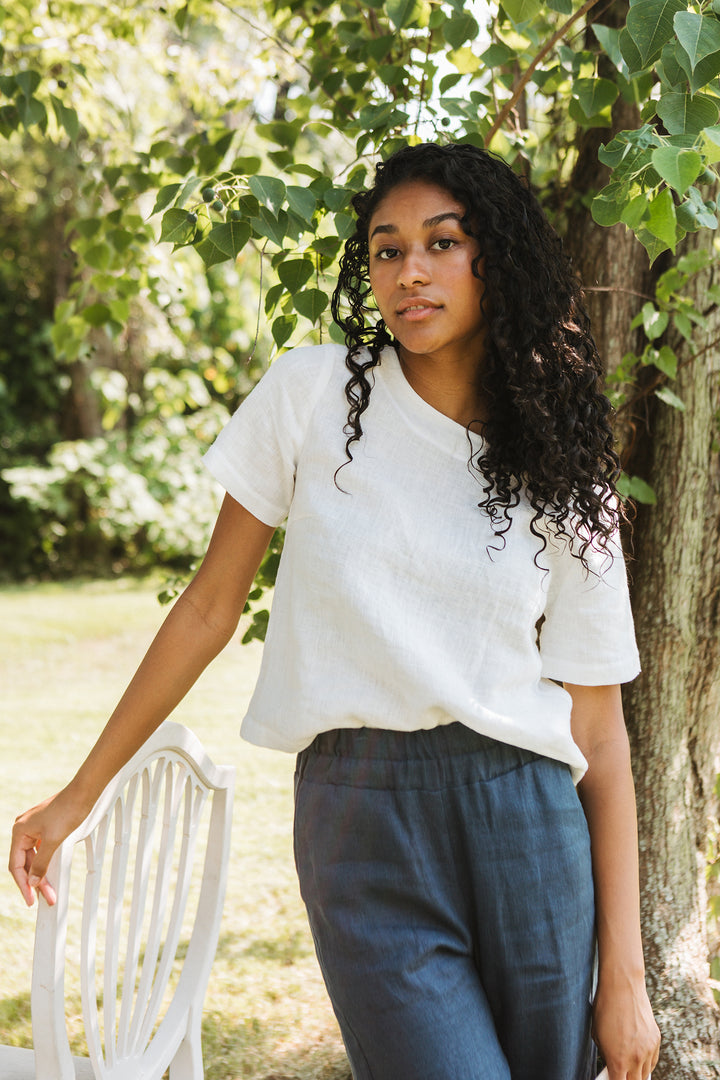 Linen - Wide Leg Pant, Full Length, Elastic Waist