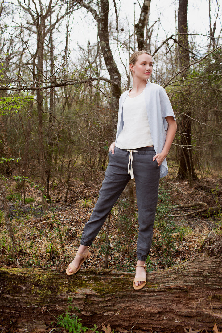 Linen - Jogger, Full Length, Elastic/Drawstring Waist