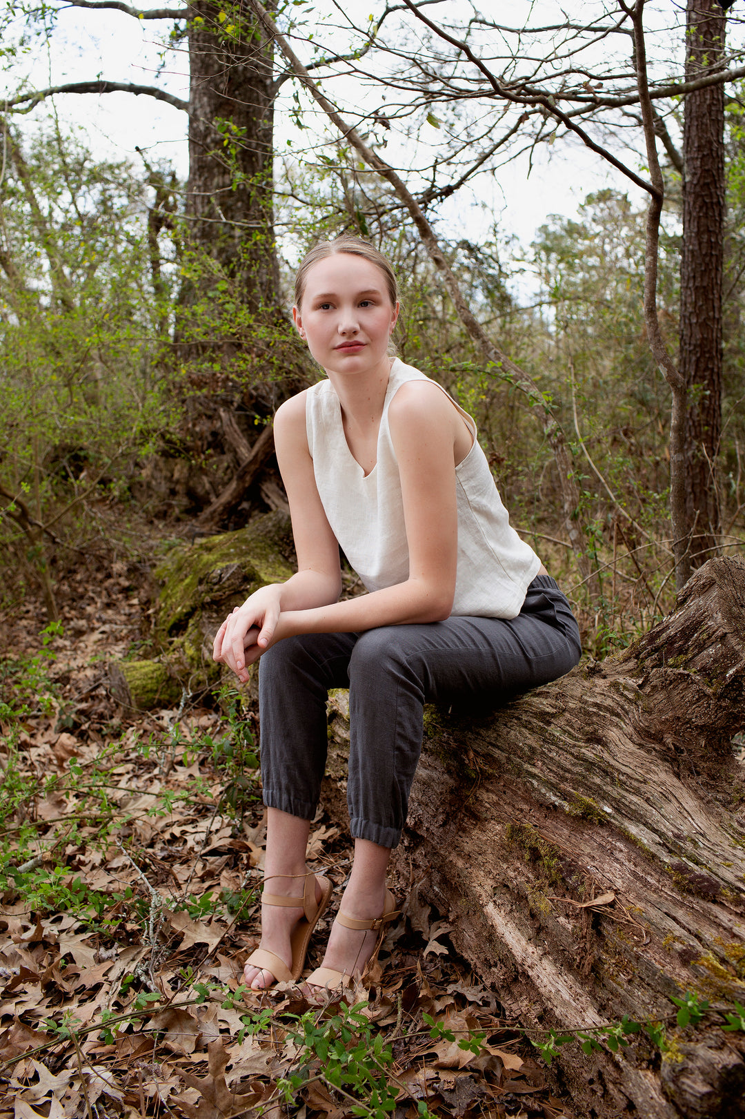 Linen - Jogger, Full Length, Elastic/Drawstring Waist